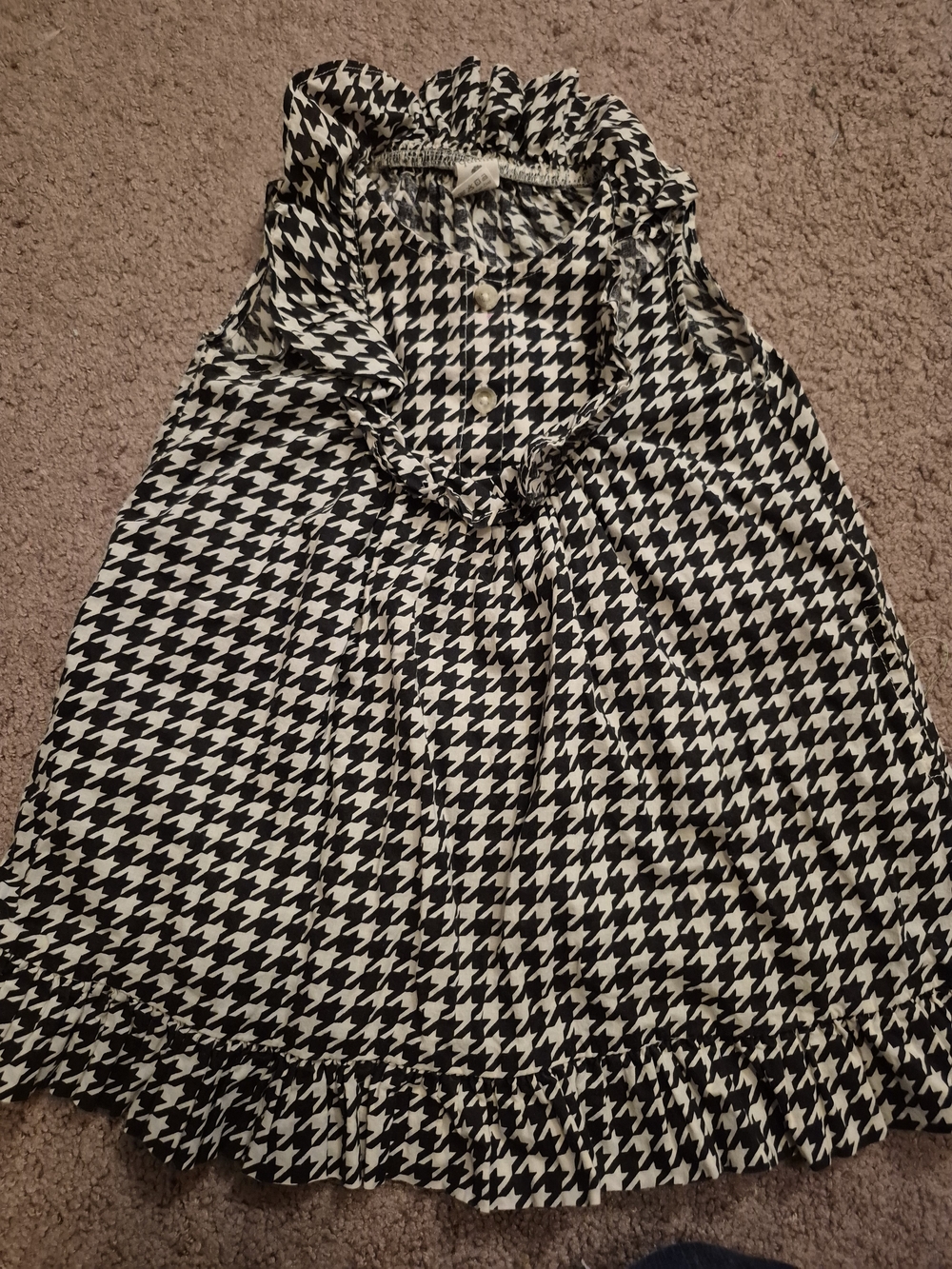 Toddler Black and White Houndstooth A-Line Dress By Kate Quinn